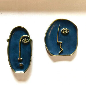 Handmade Abstract Faces Magnet Set of 2 | JUMBO SIZED 4" | Art for your fridge!